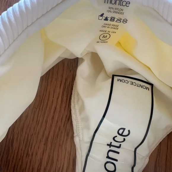 NEW Montce Tropez Tie-Up One Piece M tie waist ribbed Cream Rib - Picture 13 of 13